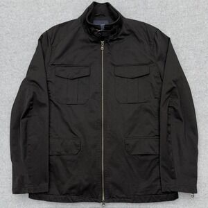 Y2K Banana Republic Waxed Field Jacket Men's XL Black Full Zip Chin Strap Chore